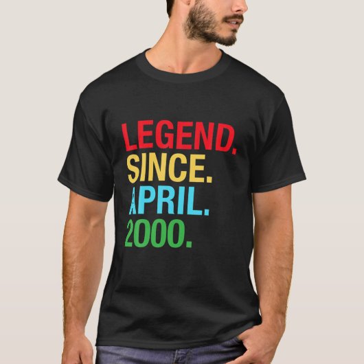 Legend sinds april 2000: dag cadeautjes 20e verjaa t-shirt (Voorkant)