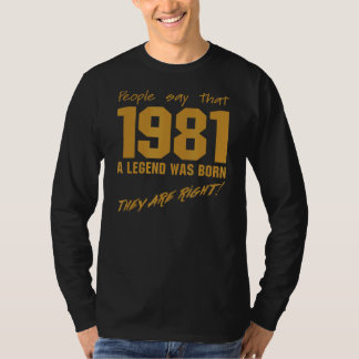 Legend werd geboren in 1981  herdenking van de geb t-shirt