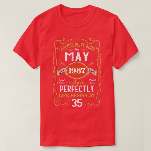 Legenda Geboren in mei 1987 35e verjaardag 35 jaar T-shirt (Design voorkant)