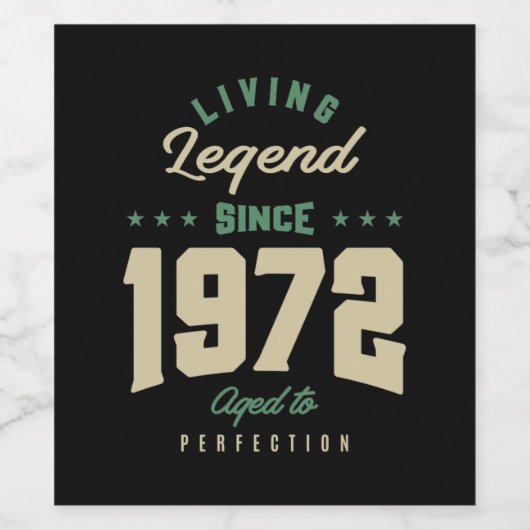 Legenda sinds 1972: Birthday Gift Wijn Etiket (Enkel label)