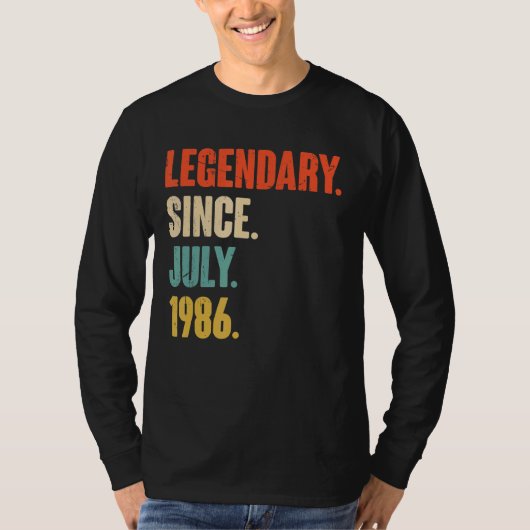 Legenda sinds juli 1986 36 jaar oud 36e geboorte t-shirt (Voorkant)
