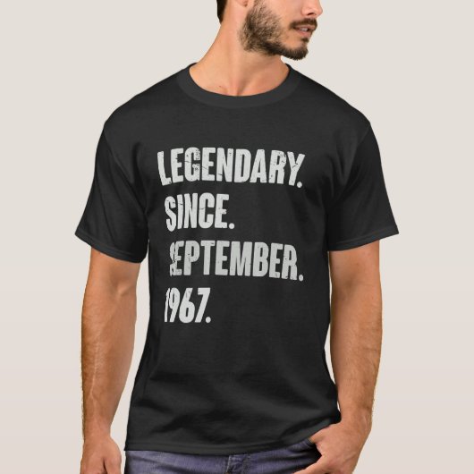 Legenda sinds september 1967 55 jaar oud 55e jaar  t-shirt (Voorkant)