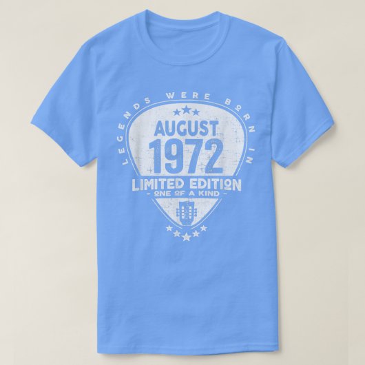 Legenda werd geboren in augustus 1972 gitaar 2082 t-shirt (Design voorkant)