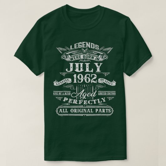 Legenda werd geboren in juli 1962 60e verjaardag 6 t-shirt (Design voorkant)