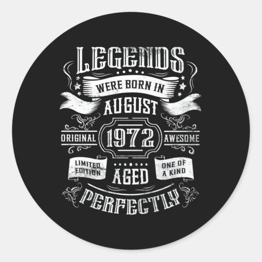 Legenda werd in augustus 1972 geboren ronde sticker (Voorkant)