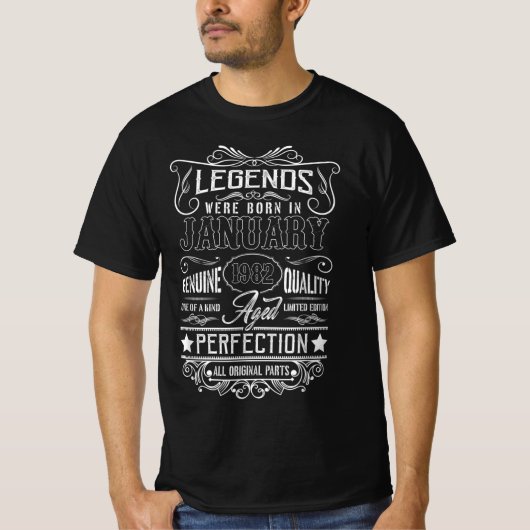 Legenda werd in januari 1982 geboren , alle origin t-shirt (Voorkant)