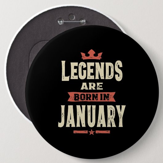Legenda wordt geboren in januari - januari 2010 ronde button 6,0 cm (Voorkant /achterkant)