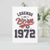 Legenda wordt in 1972 geboren op jaardag gift RSVP kaartje (Staand voorkant)