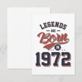 Legenda wordt in 1972 geboren op jaardag gift RSVP kaartje (Voorkant / Achterkant)