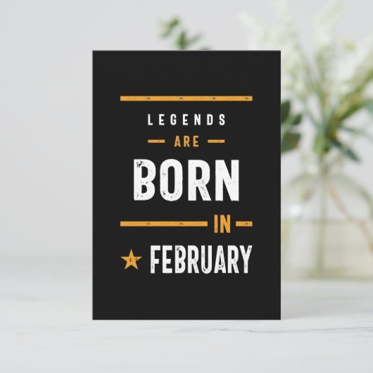 Legenda wordt in februari geboren RSVP kaartje (Staand voorkant)