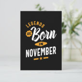 Legenda wordt in november geboren RSVP kaartje (Staand voorkant)