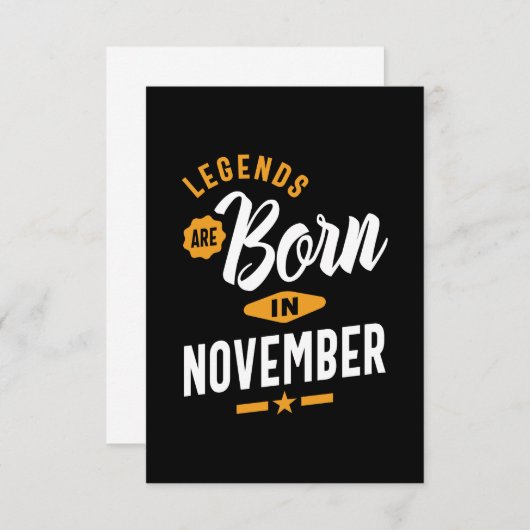 Legenda wordt in november geboren RSVP kaartje (Voorkant / Achterkant)