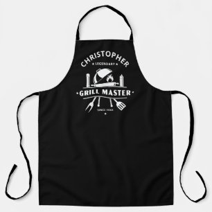 Legendaire Grillmaster Aangepast Zwart & Wit BBQ Schort