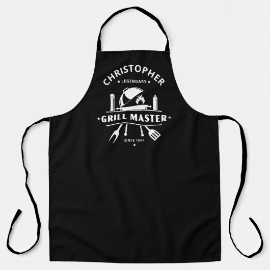 Legendaire Grillmaster Aangepast Zwart & Wit BBQ Schort (Voorkant)