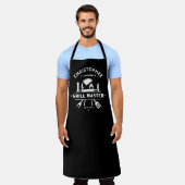Legendaire Grillmaster Aangepast Zwart & Wit BBQ Schort (Gedragen)