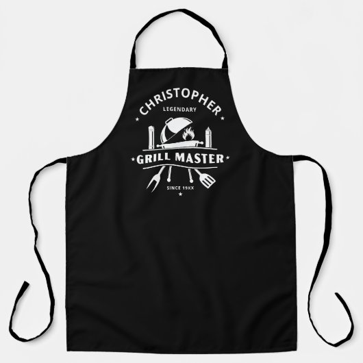 Legendaire Grillmaster Aangepast Zwart & Wit BBQ Schort (Voorkant)