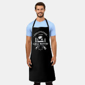 Legendaire Grillmaster Aangepast Zwart & Wit BBQ Schort (Gedragen)