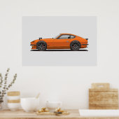 Legendaire Klassieke Oranje 240z Fairlady Bug Post Poster (Keuken)
