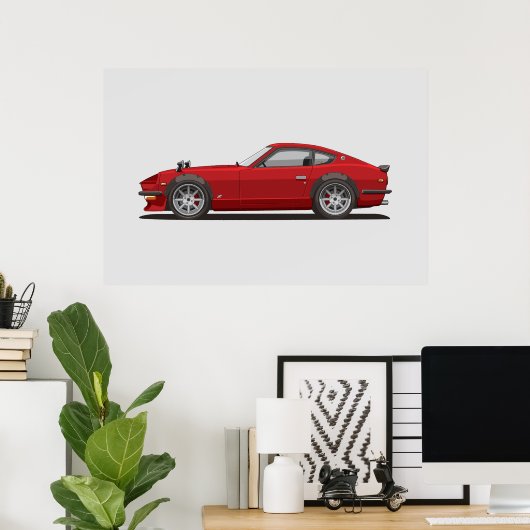 Legendaire Klassieke Rode 240z Fairlady Bug Poster (Thuiskantoor)