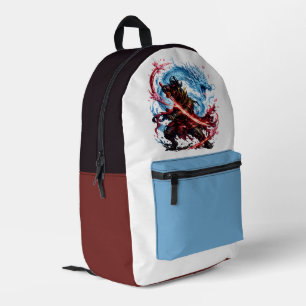 Legendaire Samurai & Blauwe Draak Mok   Japanse Oo Bedrukte Rugzak