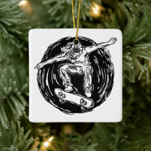Legendaire Skater Die Mid-Air Skateboarden Keramisch Ornament