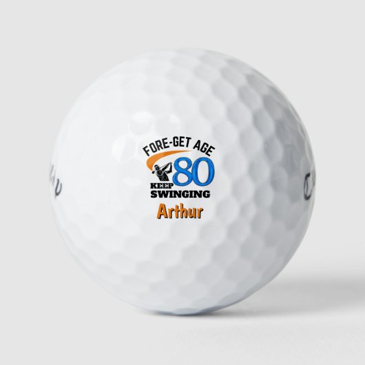 Legendarisch 80e cadeau voor opa – Keep Swinging Golfballen (Voorkant)