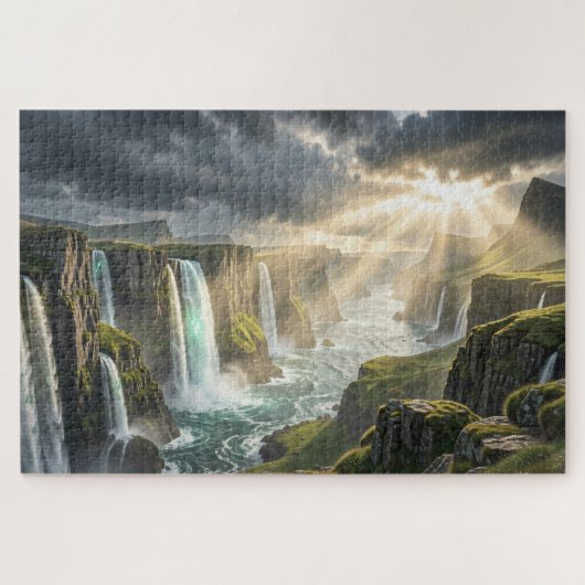 Legendarisch Eiland met Kustwaterval Legpuzzel (Horizontaal)