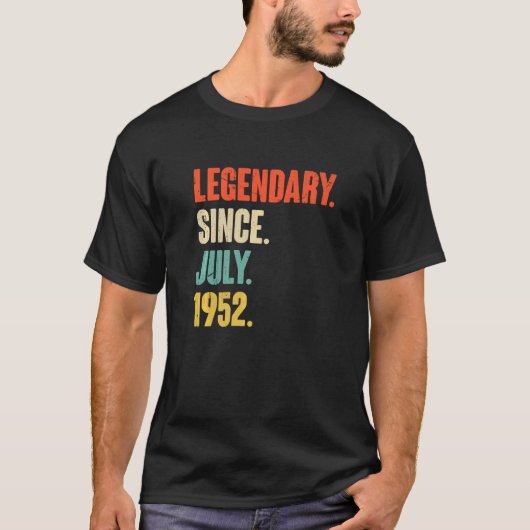 Legendarisch sinds juli 1952 70 jaar oud 70e geboo t-shirt (Voorkant)