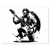 Legendarisch symbool van rock-'n-roll-basgitarist rubberstempel (Afrduk)