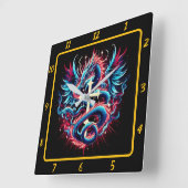 Legendarische draak en heilig kruis vierkante klok (Hoek)