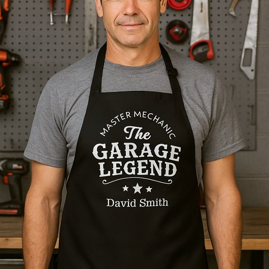 Legendarische Garage Mastermonteur met aangepaste  Schort