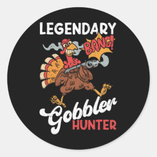 Legendarische Gobbler Hunter Funny Turkije Jagen Ronde Sticker