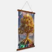 Legendarische Gouden Boom van Pareltjes - Mystical Hangend Wandkleed (Gebogen)