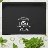 Legendarische Grillmaster Zwart & Wit Aangepaste B Theedoek (Gevouwen)