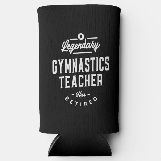 Legendarische gymnastiekleraar met pensioen seltzer blikjeskoeler (Voorkant)