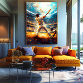 Legendarische Home Run - Dynamische Sportkunst - H Canvas Afdruk