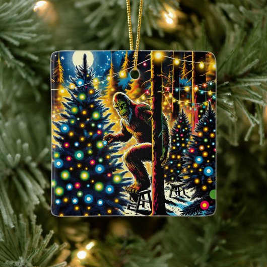 Legendarische kerstBigfoot gepersonaliseerd Keramisch Ornament (Boom)