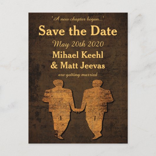 Legendarische liefde Save the Date Briefkaart Gay  (Voorkant)