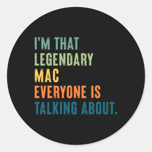 Legendarische Mac gepersonaliseerde naam Ronde Sticker (Voorkant)