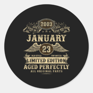 Legendarische man geboren januari 2003 23e verjaar ronde sticker