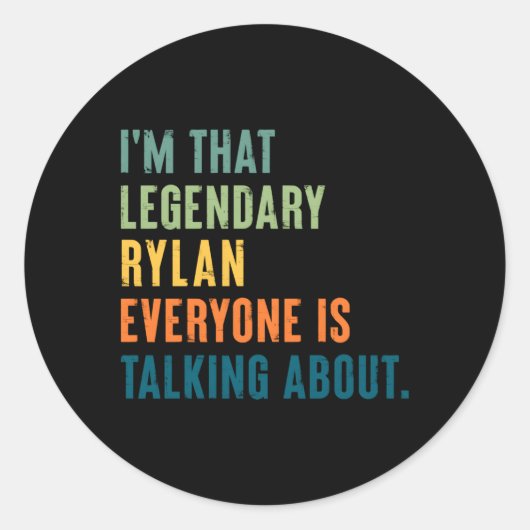 Legendarische Rylan gepersonaliseerde naam Ronde Sticker (Voorkant)