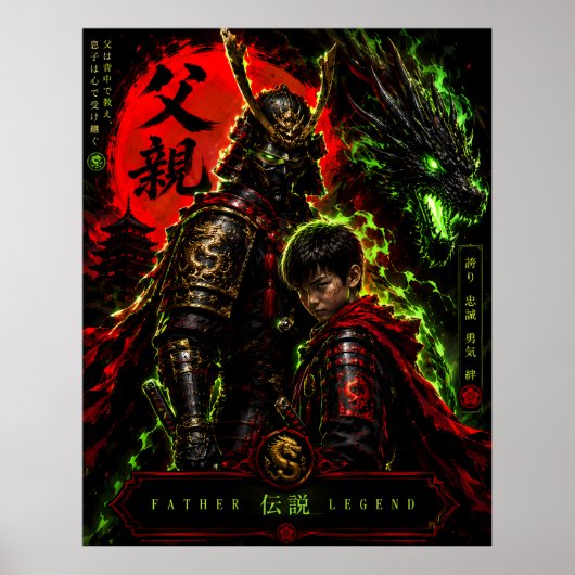 Legendarische Vader Samurai Draak Poster (Voorkant)