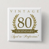 Legendary 80th Birthday Vierkante Button 5,1 Cm (Voorkant)