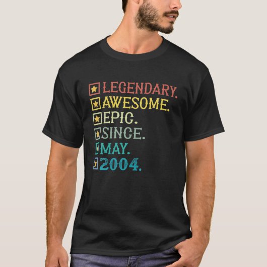 Legendary Awesome Epic Since May 2004 18Th Birthda T-shirt (Voorkant)