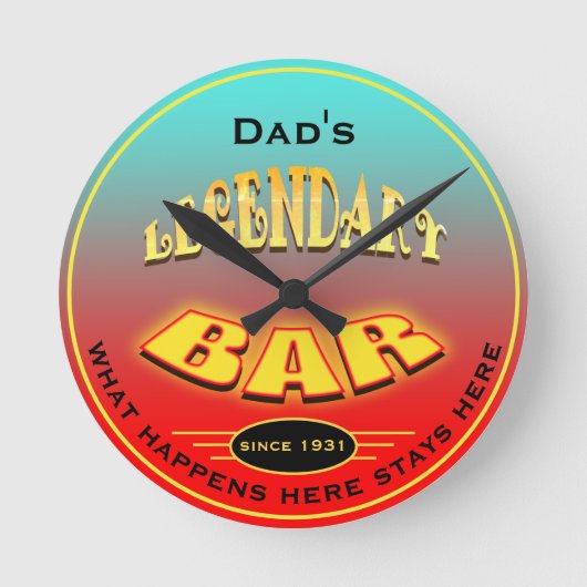 Legendary Bar voor vader of enige naam - Ronde Klok (Voorkant)