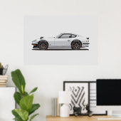 Legendary Classic White 240z Fairlady Bug Poster (Thuiskantoor)