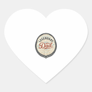 Legendary Dad Vintage Gravure Shirt Ontwerp_1 Hart Sticker