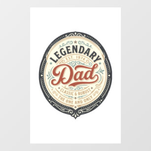 Legendary Dad Vintage Gravure Shirt Ontwerp_1 Raamsticker