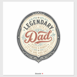 Legendary Dad Vintage Gravure Shirt Ontwerp_1 Sticker