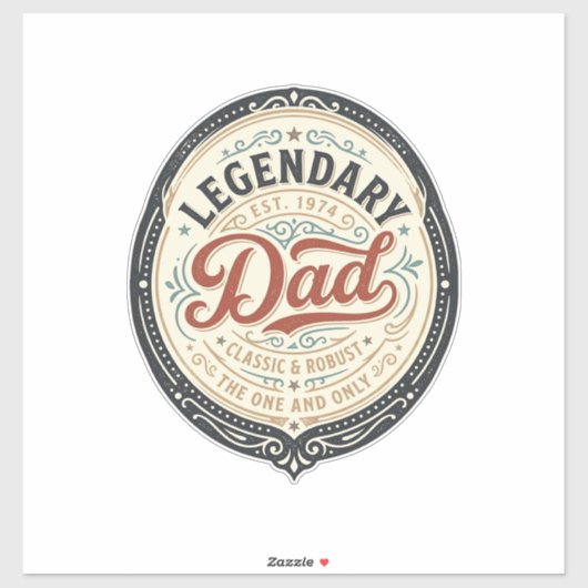 Legendary Dad Vintage Gravure Shirt Ontwerp_1 Sticker (Vel)